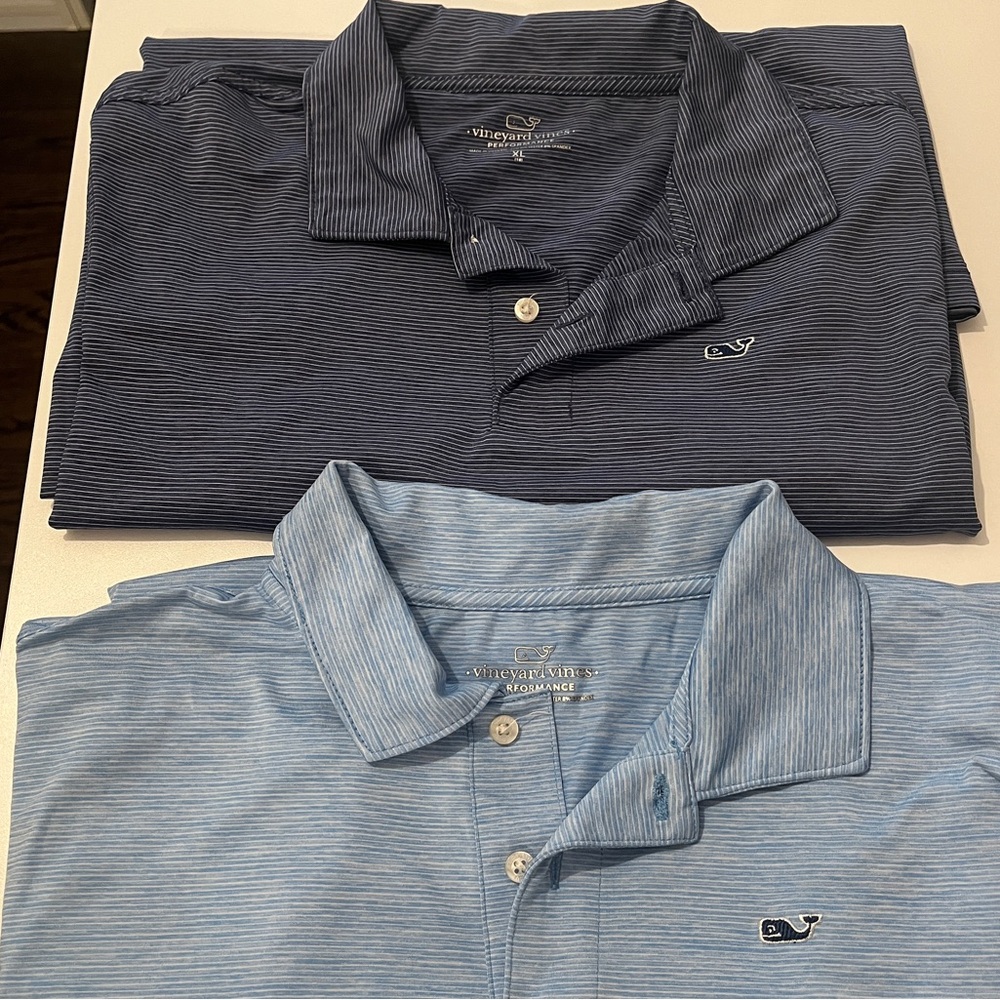 Boys XL Vineyard Vines Polos (set of 2) Navy and Light Blue